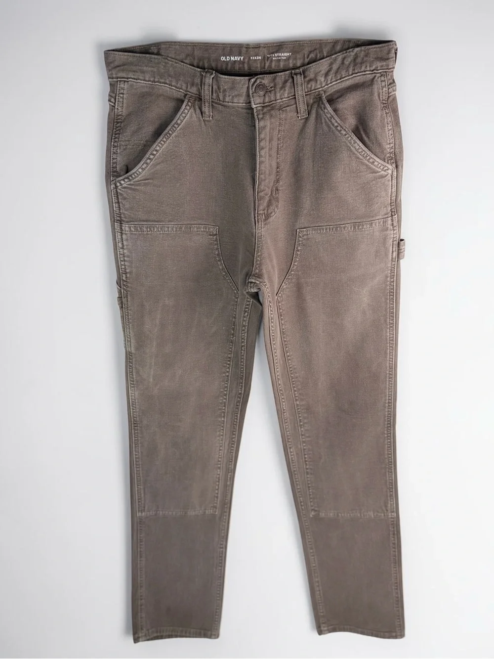 Old Navy Mens 32x34 90s Straight Carpenter Jeans Brown Workwear Flex